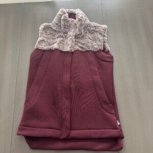 Burgundy North Face Vest with Fur